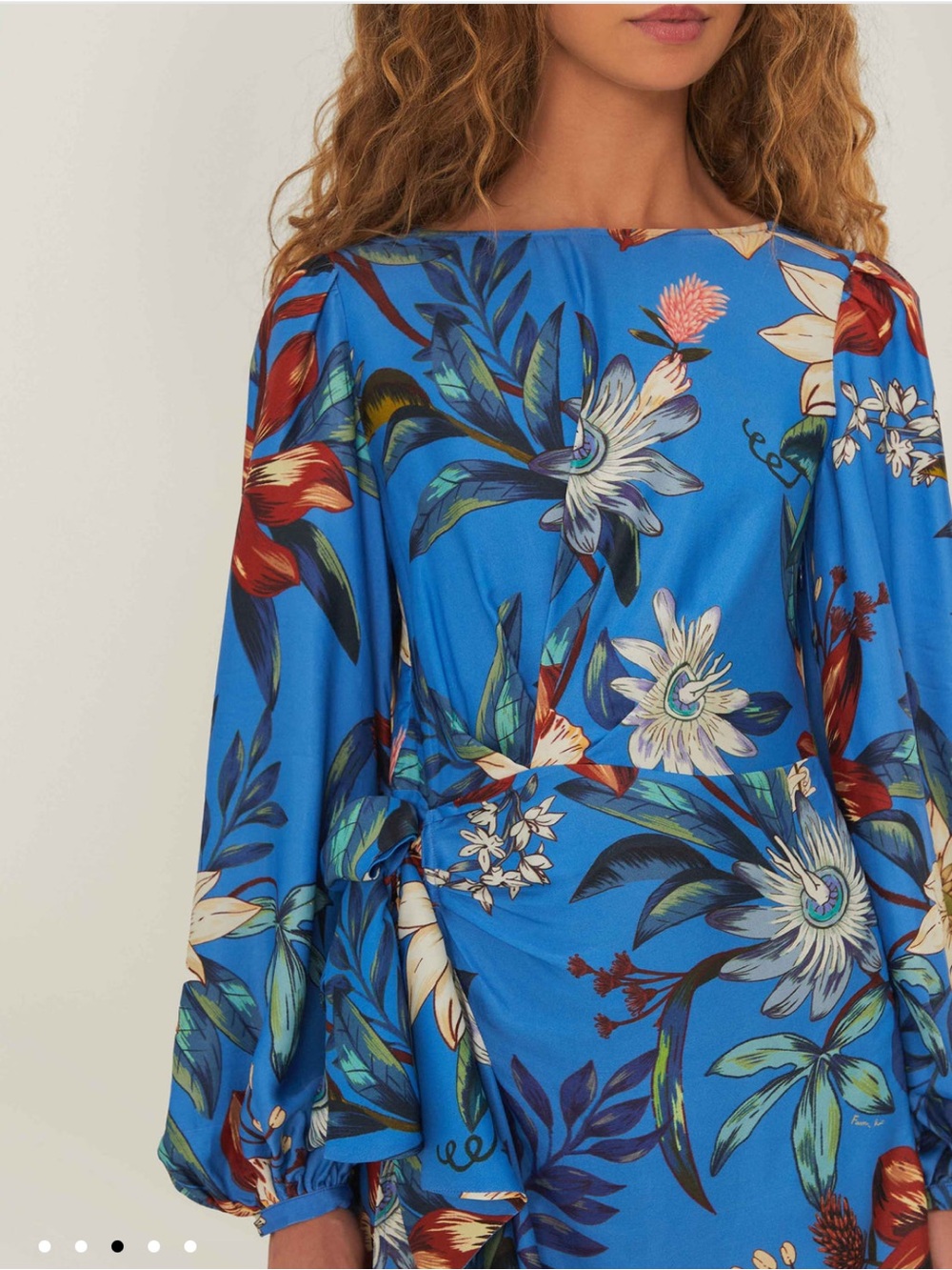 FARM Rio Bright Blue Floral Tie-Waist Midi Dress - Picture 2 of 10